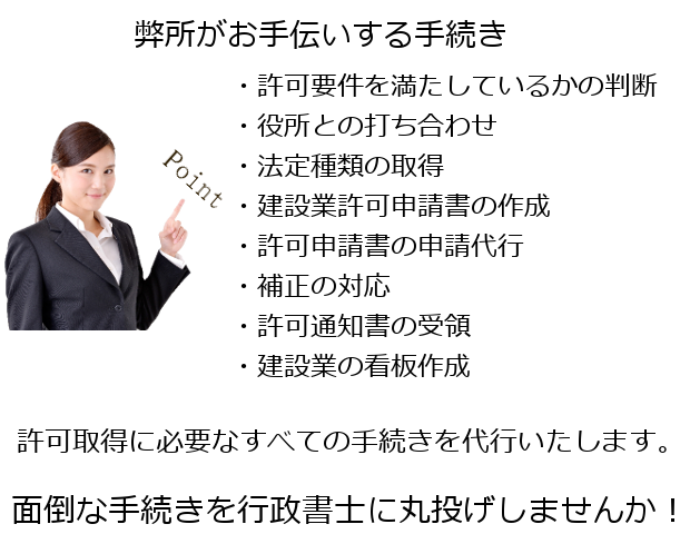 弊所で行う建設業許可申請の手続き内容
